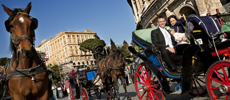 horse carriage rome wedding